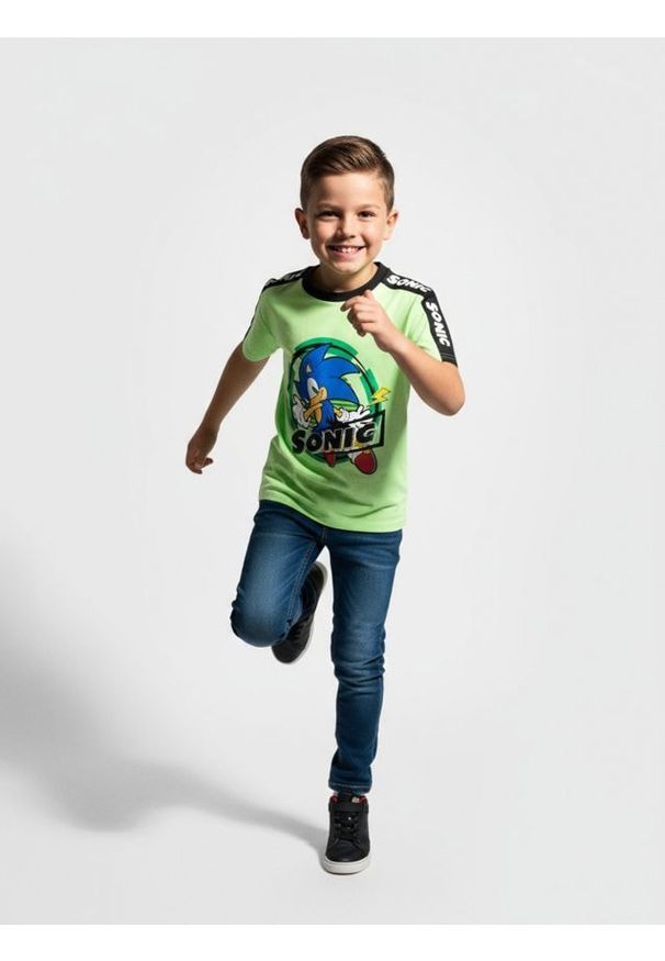 Sinsay - Koszulka z dekoracyjną taśmą na rękawach Sonic the Hedgehog - zielony. Kolor: zielony
