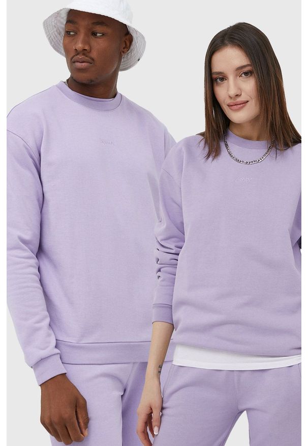 ARKK Copenhagen - Arkk Copenhagen bluza bawełniana kolor fioletowy gładka. Kolor: fioletowy. Materiał: bawełna. Wzór: gładki