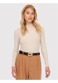 only - ONLY Bluzka Emma 15180040 Beżowy Slim Fit. Kolor: beżowy. Materiał: syntetyk #3