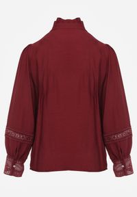 Renee - Bordowa Koszula ze Stójką i Koronką Phaeninca. Okazja: na co dzień. Typ kołnierza: kołnierzyk stójkowy. Kolor: czerwony. Materiał: koronka. Wzór: koronka. Styl: casual, elegancki #7