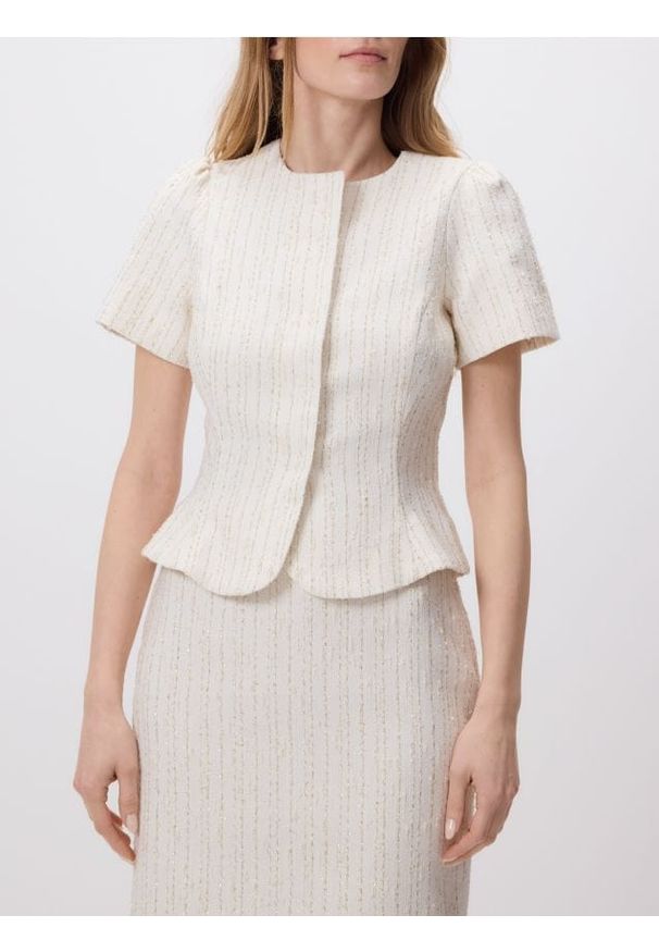 Reserved - Koszula z bufkami - złamana biel. Materiał: tkanina, bawełna