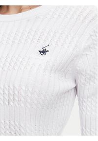 Beverly Hills Polo Club Sweter P-SS26W-M537390 Biały Regular Fit. Typ kołnierza: polo. Kolor: biały. Materiał: bawełna #2
