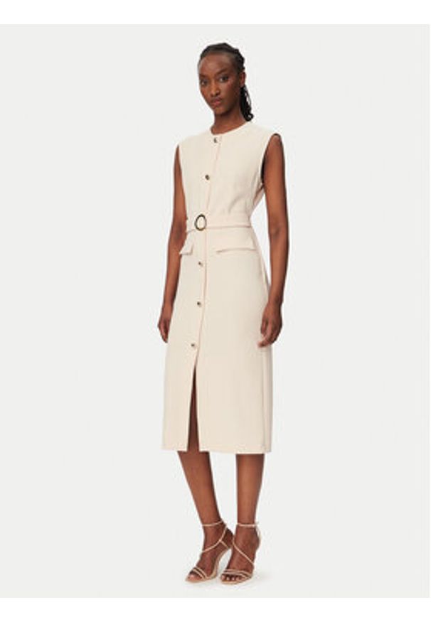 Rinascimento Sukienka koktajlowa CFC0020278002 Beżowy Slim Fit. Kolor: beżowy. Materiał: syntetyk. Styl: wizytowy