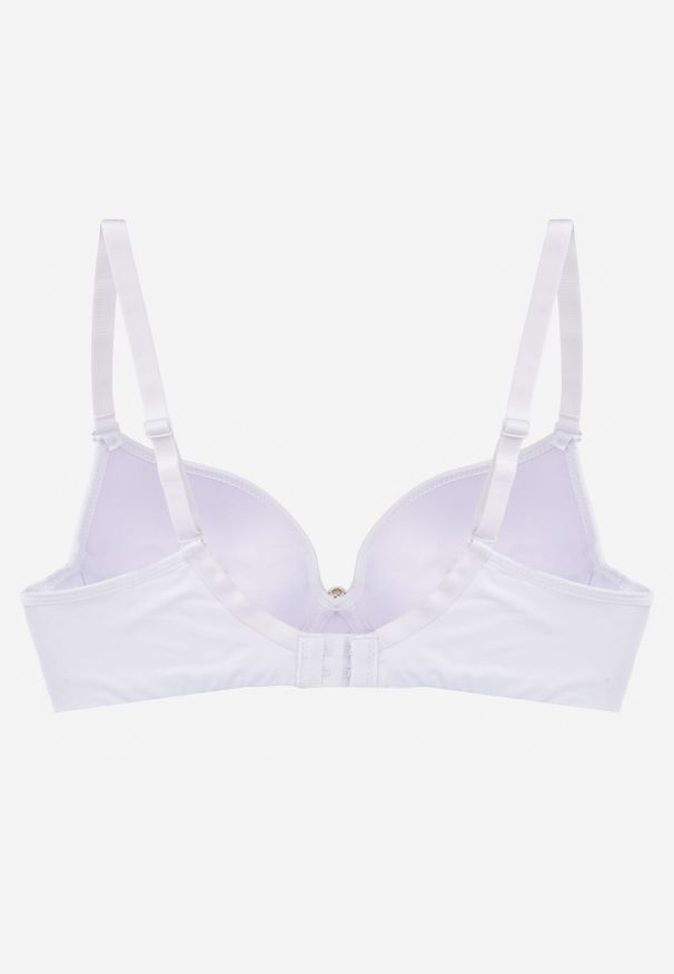 Renee - Biały Biustonosz Push Up o Gładkim Wykończeniu z Cyrkoniową Aplikacją Claronei. Kolor: biały. Rodzaj stanika: push-up. Wzór: gładki, aplikacja