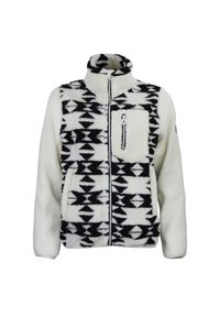 PEAK MOUNTAIN - Polar zippowany z kieszenią na piersi dla kobiet Peak Mountain Sherpa 350G. Kolor: wielokolorowy, biały, beżowy. Materiał: polar #1