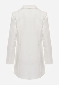 Renee - Biała Marynarka Sukienka z Aplikacjami 3D w Kształcie Kwiatów i Zapięciem na Guziki Lorira. Okazja: na co dzień, na spotkanie biznesowe, do pracy. Kolor: biały. Materiał: jeans. Wzór: aplikacja, kwiaty. Styl: casual, biznesowy, elegancki, klasyczny #8