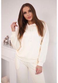 Kesi Włoski - Komplet dresowy z kapturem ecru. Materiał: dresówka. Wzór: gładki