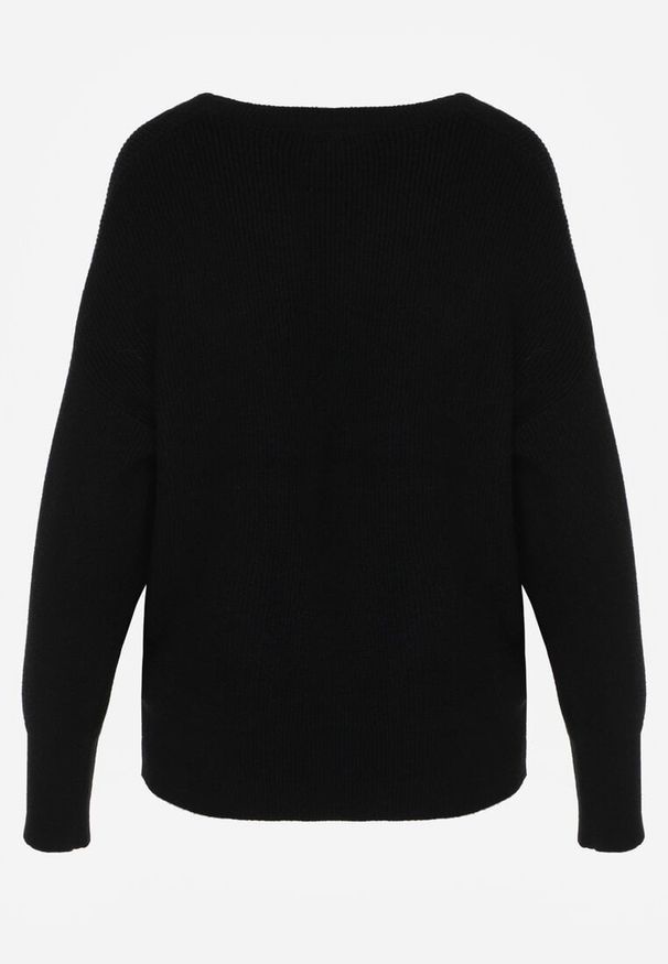 Born2be - Czarny Sweter z Domieszką Kaszmiru z Dekoltem w Serek Feralaine. Okazja: na co dzień, na spotkanie biznesowe. Typ kołnierza: dekolt w serek. Kolor: czarny. Materiał: kaszmir. Styl: biznesowy, klasyczny, casual, elegancki