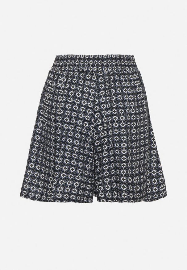 Born2be - Niebieskie Szorty z Bawełny z Wysokim Stanem w Paski Voriene. Okazja: na co dzień. Stan: podwyższony. Kolor: niebieski. Materiał: bawełna. Długość: krótkie. Wzór: paski. Styl: klasyczny, casual