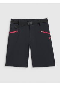 4f - 4F Spodenki trekkingowe szybkoschnące damskie - czarne XS. Stan: podwyższony. Kolor: czarny. Materiał: skóra, tkanina. Długość: do kolan. Sezon: lato. Sport: turystyka piesza #1