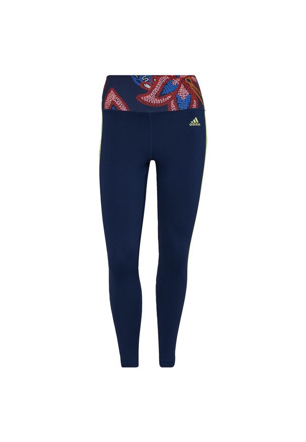 Adidas - Damskie legginsy treningowe 7/8 adidas FARM Rio. Kolor: niebieski, żółty, wielokolorowy