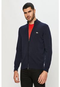 Lacoste - Kardigan AH1957. Okazja: na co dzień. Kolor: niebieski. Materiał: dzianina. Wzór: aplikacja. Styl: casual #1