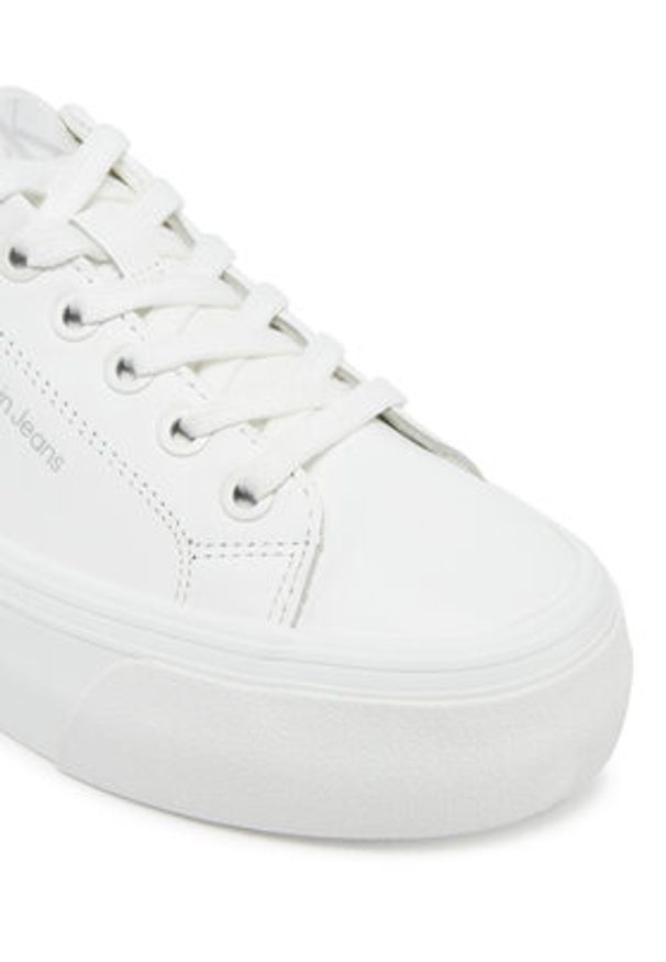 Calvin Klein Jeans Sneakersy Vulc Flatform Low Mg Lth YW0YW01771 Biały. Kolor: biały. Materiał: skóra