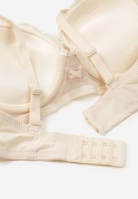 Renee - Beżowy Koronkowy Biustonosz Push-Up z Metaliczną Ozdobą Aclenne. Kolor: beżowy. Materiał: koronka. Rodzaj stanika: push-up. Wzór: aplikacja #3