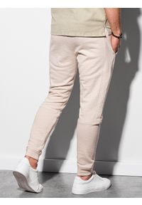 Ombre Clothing - Spodnie męskie dresowe joggery P987 - ecru - XXL. Kolor: biały. Materiał: dresówka #6