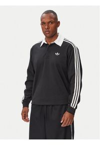 Adidas - adidas Polo 3-Stripes Rugby Longsleeve Polo KE3576 Czarny Regular Fit. Typ kołnierza: polo. Kolor: czarny. Materiał: bawełna. Długość rękawa: długi rękaw #1