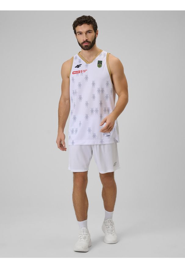4f - 4F Koszulka meczowa replika domowa z sezonu 2025/26 męska 4F x Miasto Szkła Krosno - biała L. Kolor: biały. Materiał: dzianina, materiał. Wzór: nadruk. Sport: fitness