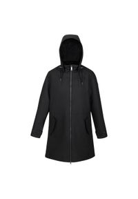 Kurtka turystyczna damska Fantina Regatta parka z kapturem. Typ kołnierza: kaptur. Kolor: czarny. Materiał: puch. Sport: turystyka piesza #1