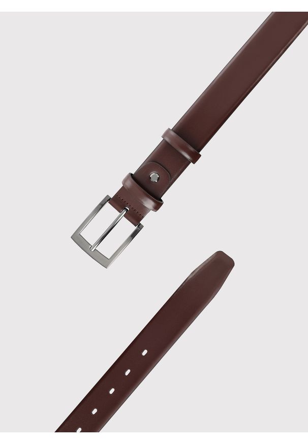 Pako Lorente - PAKO LORENTE - Ciemnobrązowy skórzany pasek męski. Kolor: czarny, brązowy. Materiał: skóra