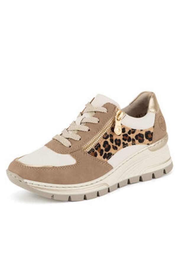 Rieker Sneakersy N8308-64 Beżowy. Kolor: beżowy. Materiał: skóra