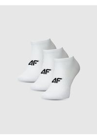 4f - 4F Skarpetki casual przed kostkę (3-pack) chłopięce - białe 32-34. Kolor: biały. Materiał: bawełna, włókno, materiał, poliamid, elastan