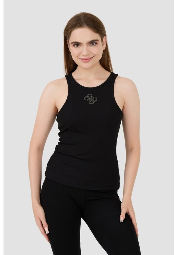Guess - GUESS Czarny damski top Round Nk Guendalina, Rozmiar XL. Kolor: czarny