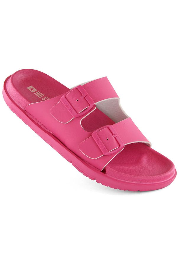 Big-Star - Klapki damskie piankowe z klamrami fuksja Big Star NN274A754. Okazja: na co dzień, na plażę. Kolor: różowy. Materiał: materiał. Styl: casual