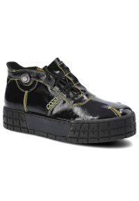 Czarne Sneakersy Simen Damskie Stylowe Obuwie. Okazja: na co dzień. Kolor: czarny. Materiał: lakier, skóra. Wzór: aplikacja. Styl: elegancki