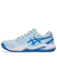 Buty do tenisa damskie Asics Gel Dedicate 8. Zapięcie: sznurówki. Kolor: niebieski. Materiał: materiał, syntetyk, tkanina. Szerokość cholewki: normalna. Sport: tenis