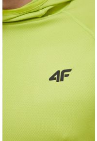 4f - 4F bluza do biegania kolor zielony gładka. Kolor: zielony. Materiał: skóra, materiał. Długość rękawa: raglanowy rękaw. Długość: długie. Wzór: gładki #2
