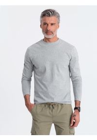 Ombre Clothing - Zestaw longsleeve męski z długim rękawem 2-pak - mix V3 - Rozmiar: XL. Kolor: szary. Materiał: skóra, bawełna. Długość rękawa: długi rękaw. Długość: długie. Wzór: melanż, aplikacja #6