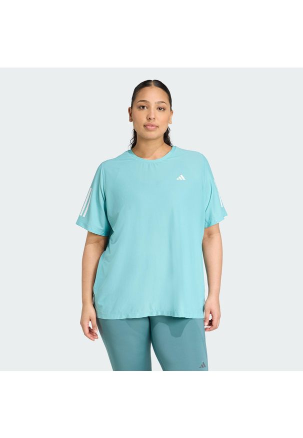 Adidas - Koszulka Own The Run (Plus Size). Kolekcja: plus size. Kolor: zielony. Materiał: materiał. Sport: bieganie