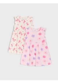 Sinsay - Bawełniane sukienki bez rękawów z ozdobnymi falbanami 2 pack - kremowy. Kolor: kremowy. Materiał: bawełna. Długość rękawa: bez rękawów #1