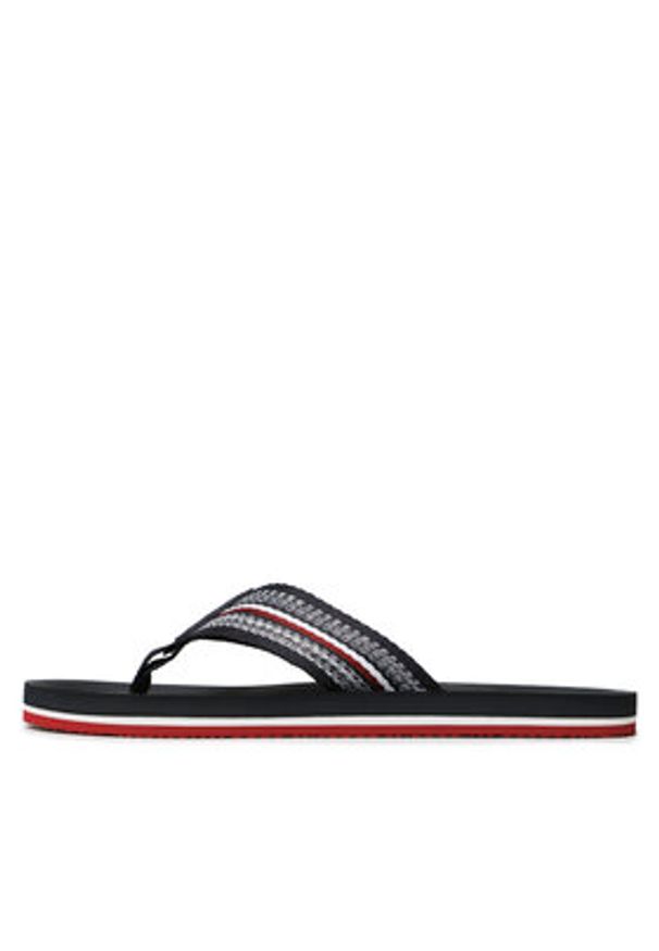 TOMMY HILFIGER - Tommy Hilfiger Japonki Comfort Corporate Beach Sandal FM0FM04616 Granatowy. Kolor: niebieski. Materiał: materiał