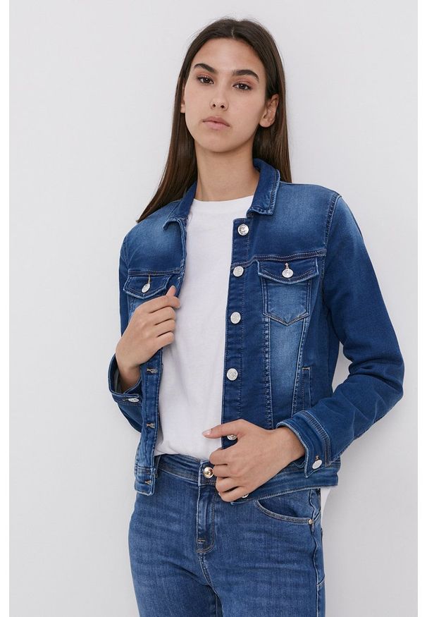 only - Only Kurtka jeansowa damska kolor granatowy przejściowa. Okazja: na co dzień. Kolor: niebieski. Materiał: jeans. Styl: casual