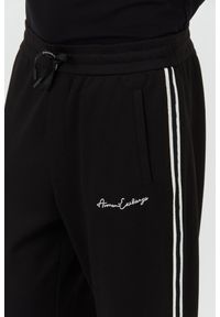 Armani Exchange - ARMANI EXCHANGE Czarne męskie spodnie dresowe, Rozmiar M. Kolor: czarny. Materiał: dresówka #4