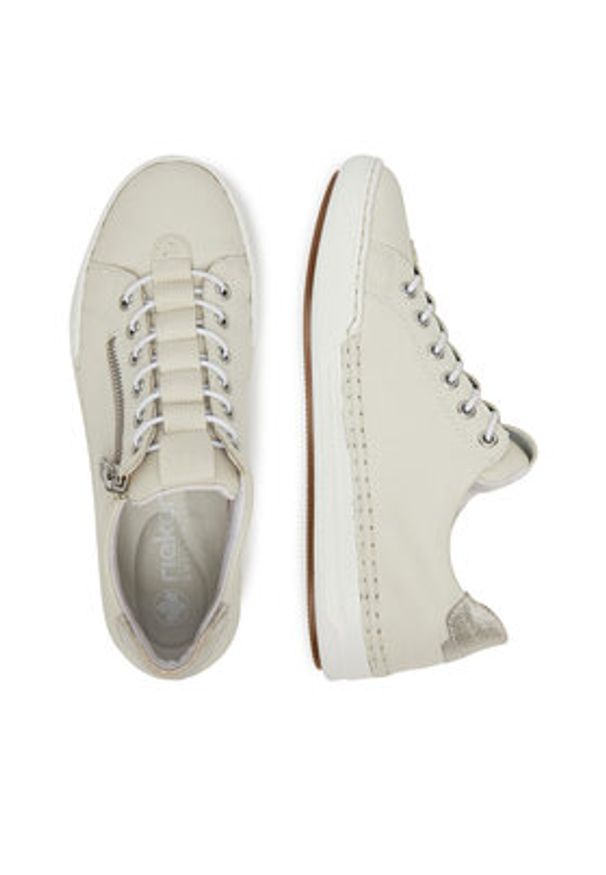 Rieker Sneakersy L7250-80 Écru. Materiał: skóra