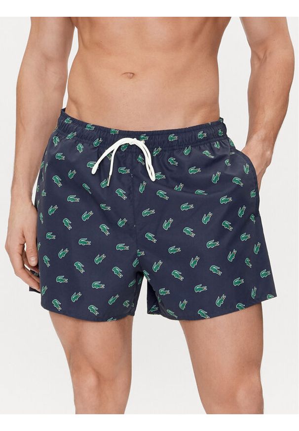 Lacoste Szorty kąpielowe MH7188 Granatowy Regular Fit. Kolor: niebieski. Materiał: syntetyk