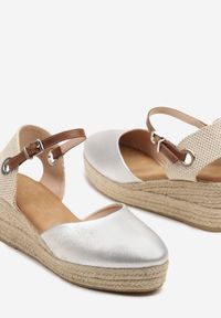 Born2be - Srebrne Sandały Espadryle na Plecionym Koturnie Effilda. Okazja: na co dzień. Zapięcie: sprzączka. Kolor: srebrny. Obcas: na koturnie. Styl: casual, elegancki #4