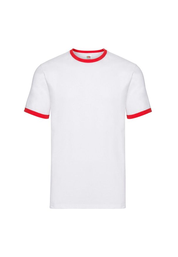 FRUIT OF THE LOOM - T-shirt Męski Ringer. Kolor: biały, czerwony, wielokolorowy