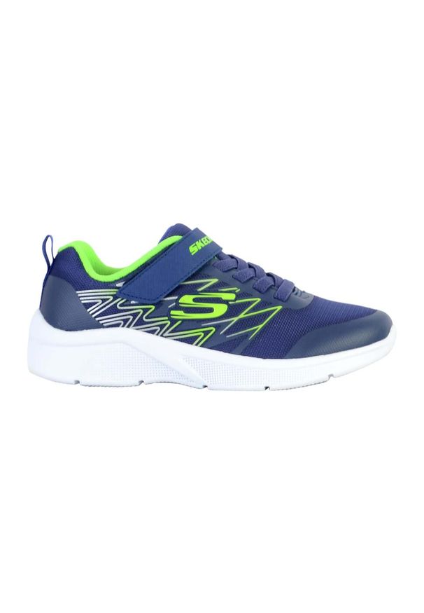 skechers - Buty Dziecko Skechers Microspec Texlor granatowy. Kolor: wielokolorowy, niebieski, zielony. Materiał: tkanina, guma, materiał, syntetyk. Model: Skechers Sport. Sport: turystyka piesza
