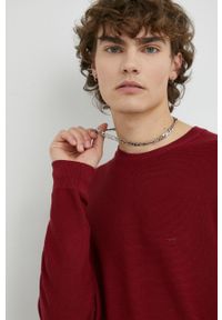 Mustang sweter bawełniany męski kolor czerwony lekki. Kolor: czerwony. Materiał: bawełna #5