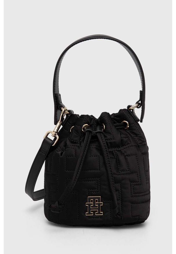 TOMMY HILFIGER - Tommy Hilfiger torebka kolor czarny. Kolor: czarny. Rodzaj torebki: na ramię
