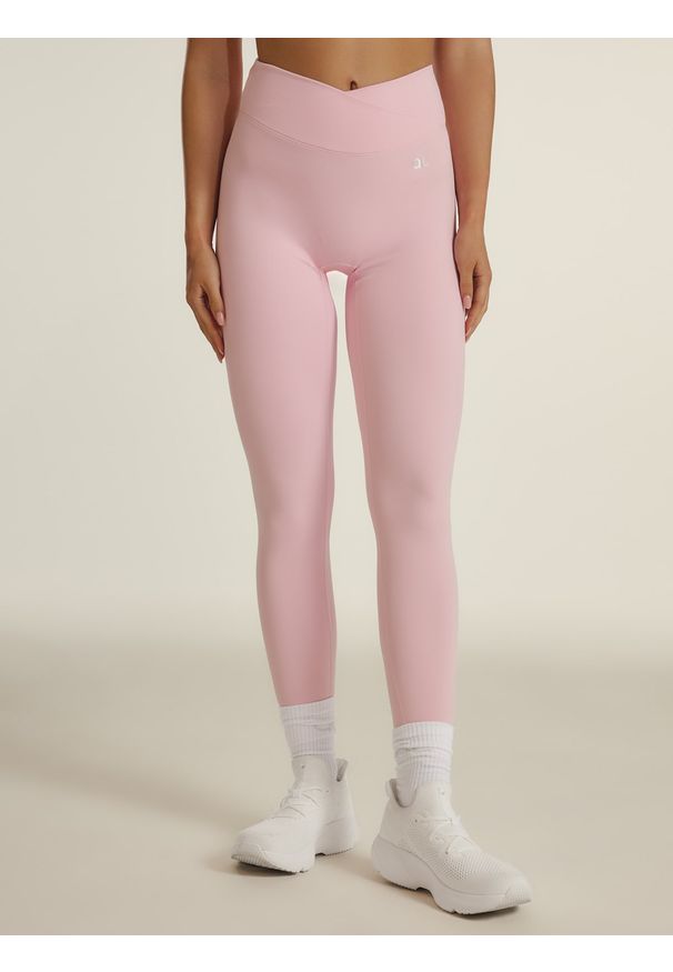 4f - 4F Legginsy treningowe damskie 4F x Anna Lewandowska - różowe S. Stan: podwyższony. Kolor: różowy. Materiał: materiał, skóra. Długość: długie. Sport: joga i pilates, fitness