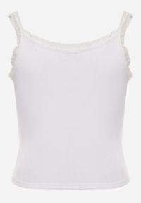 Born2be - Biały Top z Bawełny Ozdobiony Guzikami i Koronką przy Dekolcie Beralie. Okazja: na co dzień. Kolor: biały. Materiał: bawełna, koronka. Wzór: aplikacja, koronka. Styl: casual, elegancki, klasyczny #8