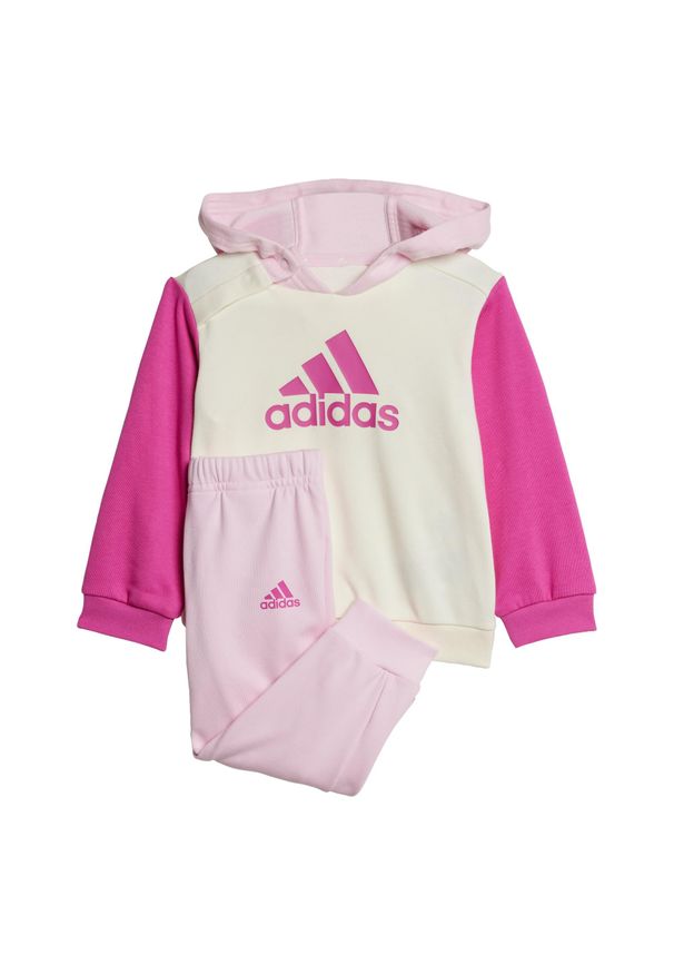 Adidas - Zestaw Essentials Colorblock Jogger Kids. Okazja: na uczelnię. Kolor: różowy, biały, wielokolorowy. Materiał: dresówka. Styl: sportowy