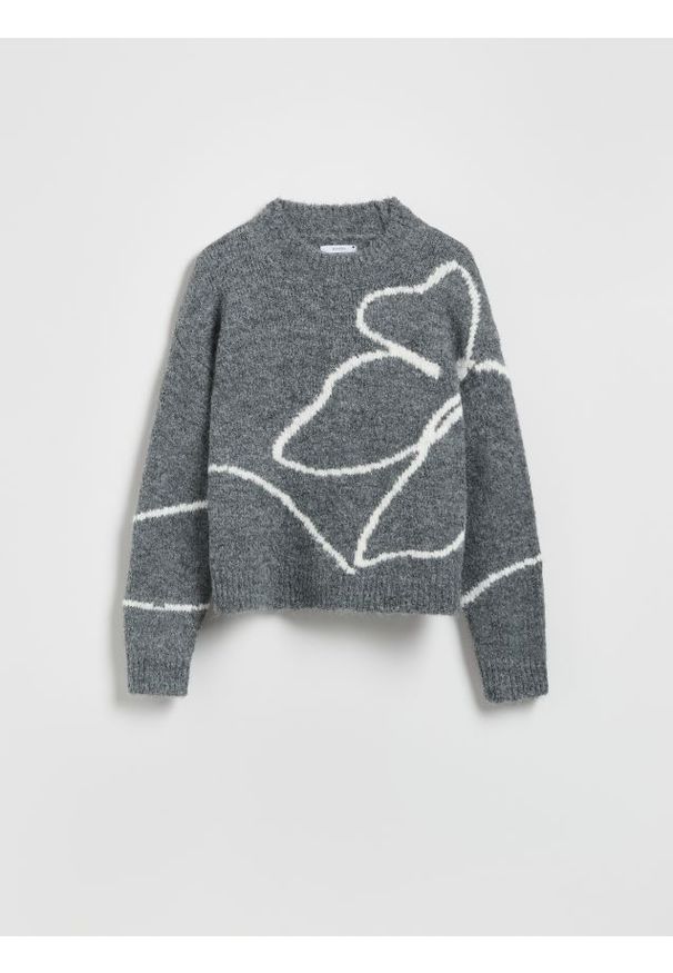 Reserved - Sweter ze wzorem - wielobarwny. Materiał: dzianina, wełna