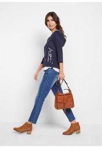 bonprix - Bluza z kapturem z czystej bawełny, rękawy 3/4. Typ kołnierza: kaptur. Kolor: niebieski. Materiał: bawełna #2