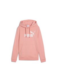 Puma - Damska bluza z kapturem z logo No.1 ESS PUMA Pink Fruit. Typ kołnierza: kaptur. Kolor: biały, wielokolorowy, różowy