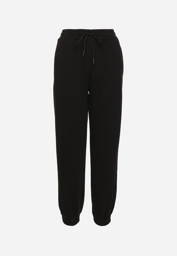 Born2be - Czarne Bawełniane Spodnie Dresowe o Kroju Jogger Falorwena. Okazja: na co dzień. Kolor: czarny. Materiał: dresówka, bawełna. Styl: klasyczny, casual